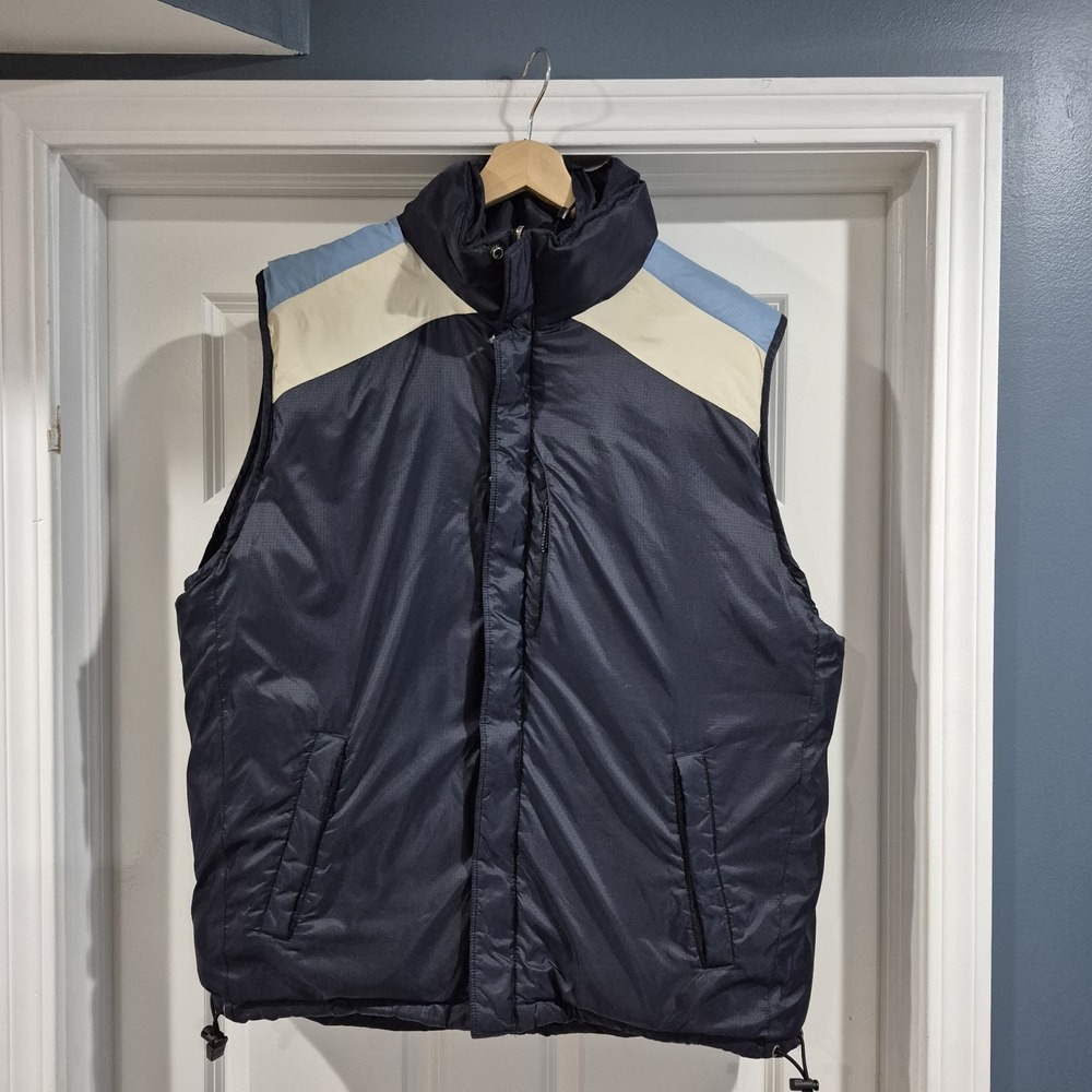 Vtg Gap Vest Mens‎ XL Navy Puffer Goose Down Full Zip Ski Hiking Nylon Y2K